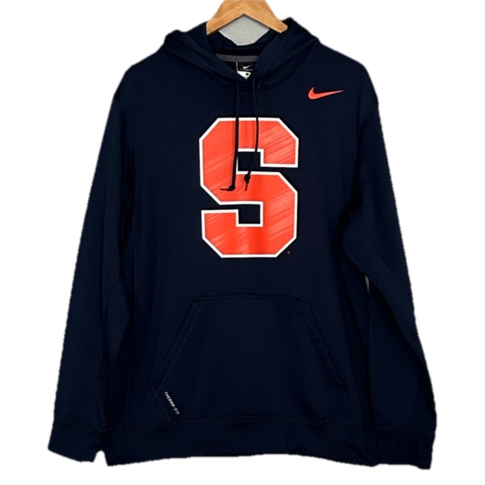 SYRACUSE Orange Navy Nike Therma-Fit NCAA Pullover Hoodie Sweatshirt Large - Picture 2 of 7